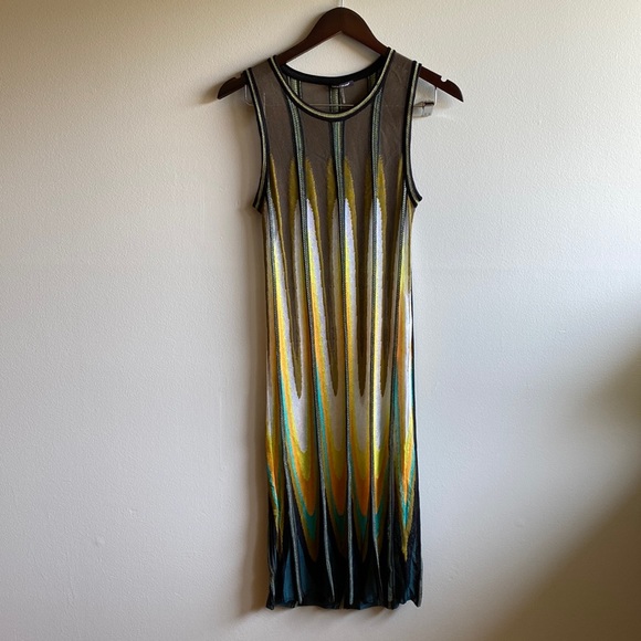 LUISA CERANO Knitted Panelled Cover Up Dress in Multi Color Small Fun Beach Club - Picture 3 of 12